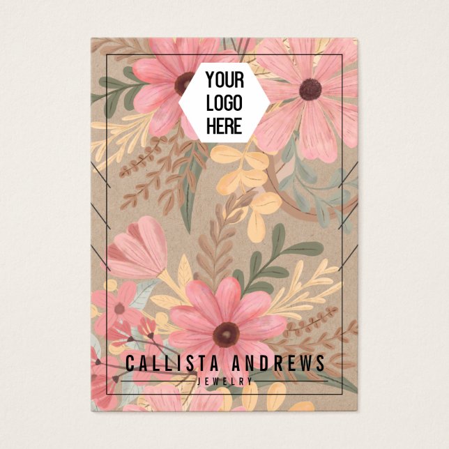 Carte d'affichage du logo Floral Kraft (Devant)
