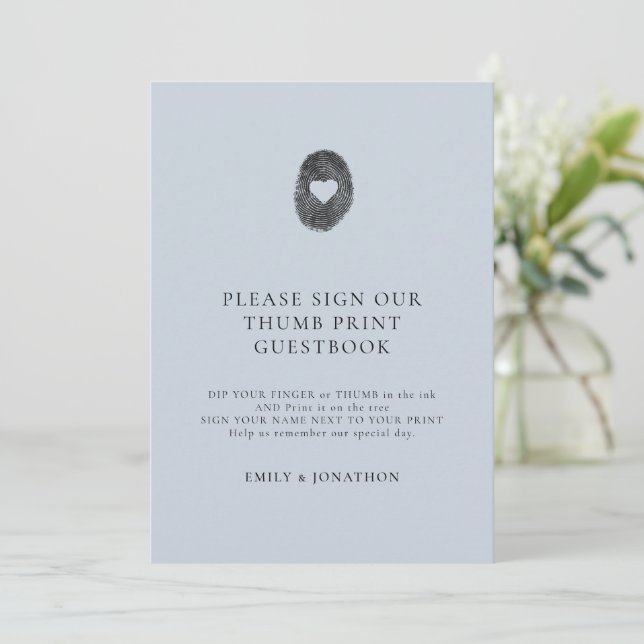 Carte d'affichage Dusty Blue Thumbprint (Debout devant)