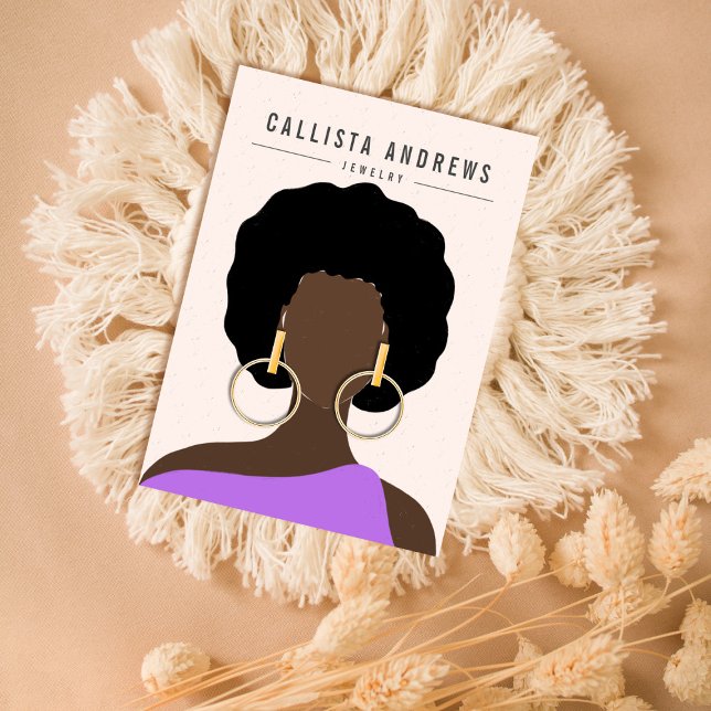 Carte d'affichage Earthy Boho Black Hair Girl orei (Créateur téléchargé)