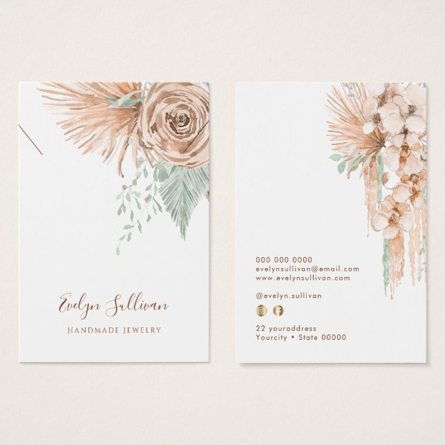 carte d'affichage en collier beige et menthe tropi (Devant & derrière)
