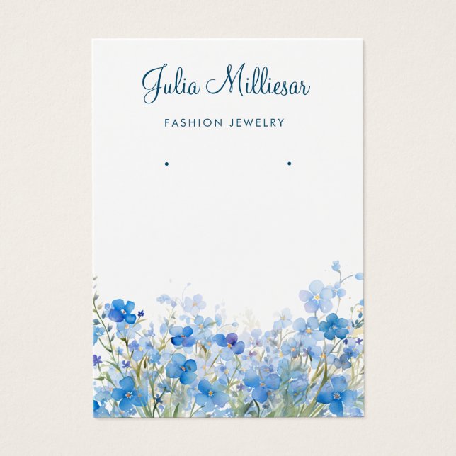 Carte d'affichage fleur sauvage bleu aquarelle (Devant)