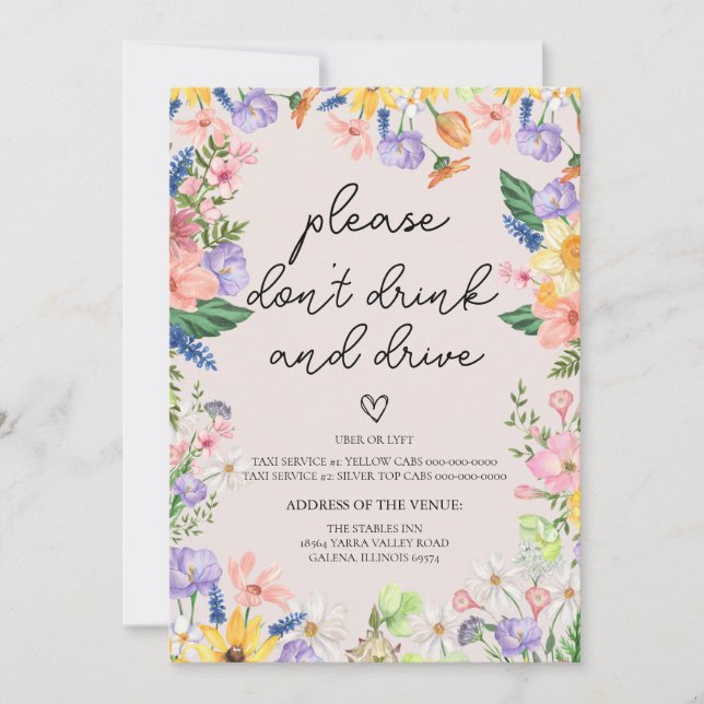 Carte d'affichage fleur sauvage Spring Ne pas boir (Devant)
