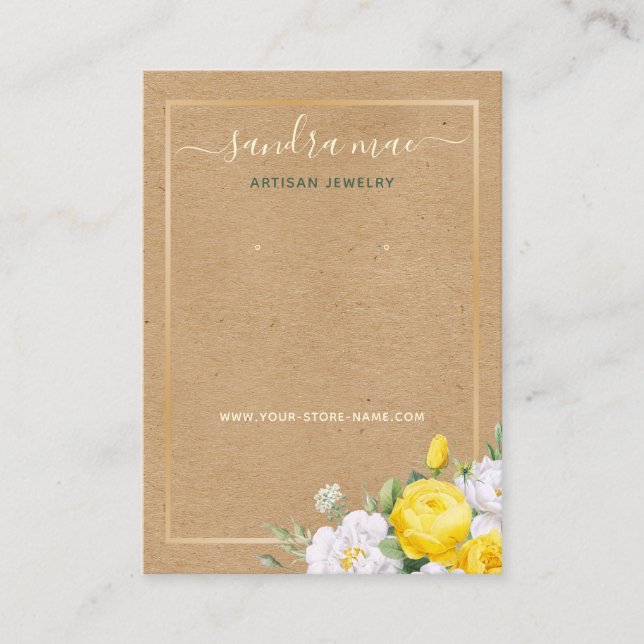 Carte d'affichage fleurie en papier d'or (Devant)