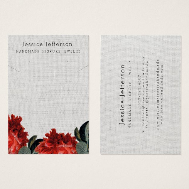 Carte d'affichage Flore rouge personnalisée (Devant & derrière)