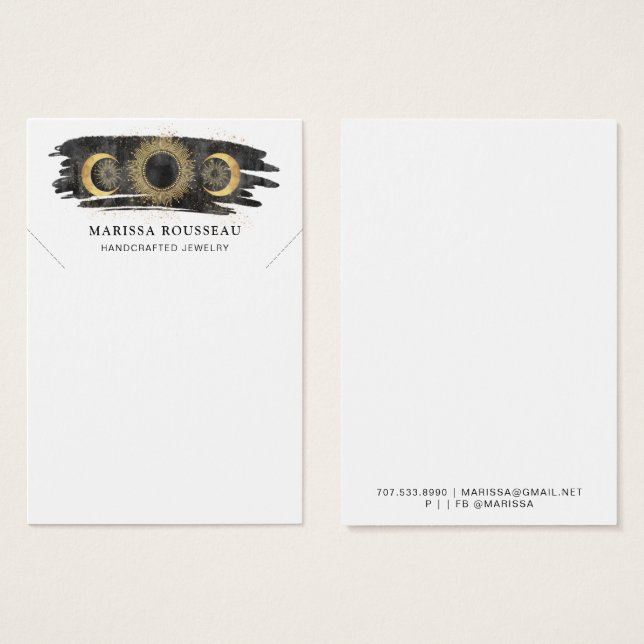 Carte d'affichage Gold Black Sun Moon Star (Devant & derrière)