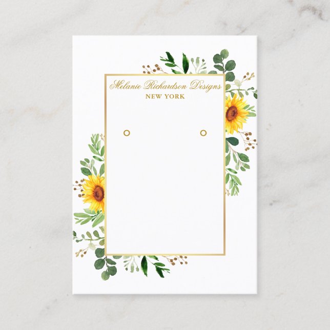Carte d'affichage Green Sunflower Gold Earring (Devant)