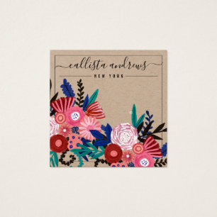 Carte d'affichage Kraft Rose Floral Cursive