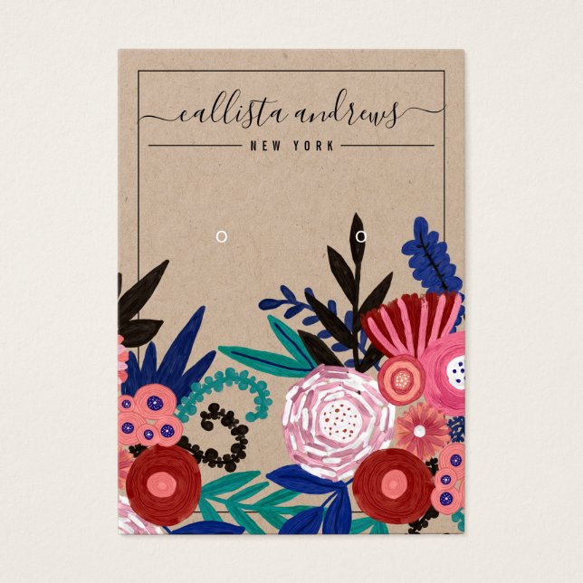 Carte d'affichage Kraft Rose Floral Cursive (Devant)