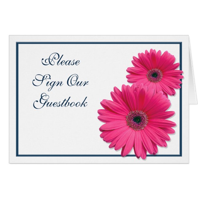 Carte d'affichage Mariage Pink Gerbera Daisy (Devant horizontal)