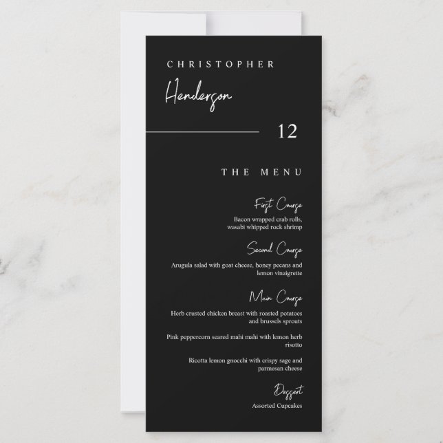 Carte d'affichage Merci d'escorte simple de menu n (Devant)