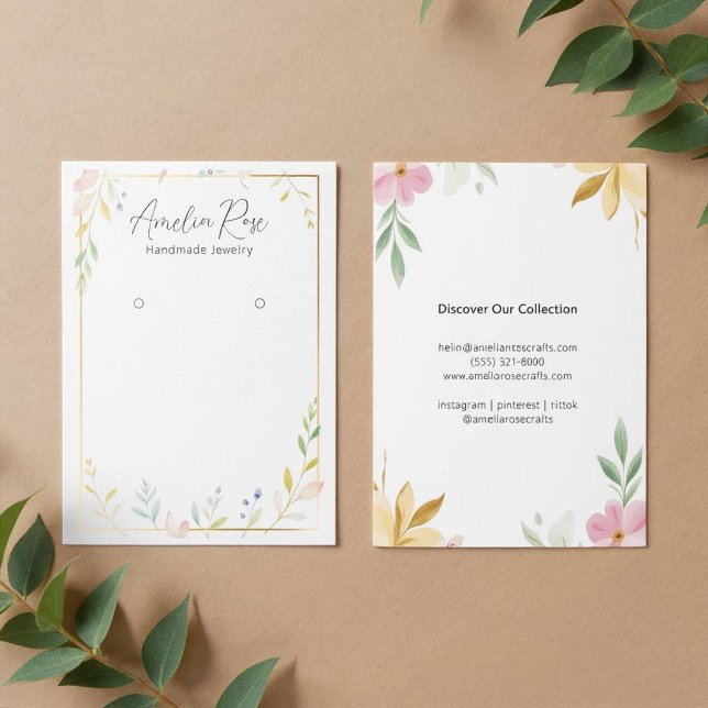 Carte d'affichage minimaliste Pastel Floral (Chic Floral Earring Stand)