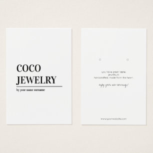 Carte d'affichage minimaliste pour bijoux à oreill