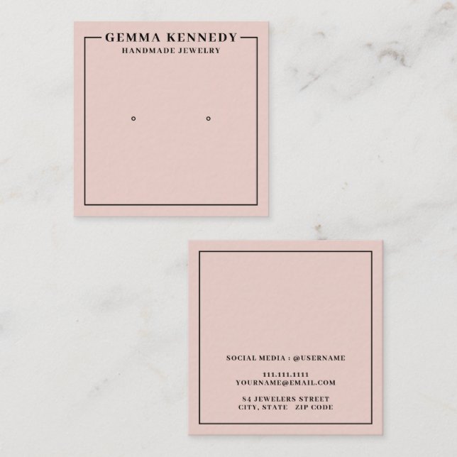 Carte d'affichage minimaliste rose pâle (Devant / Derrière)
