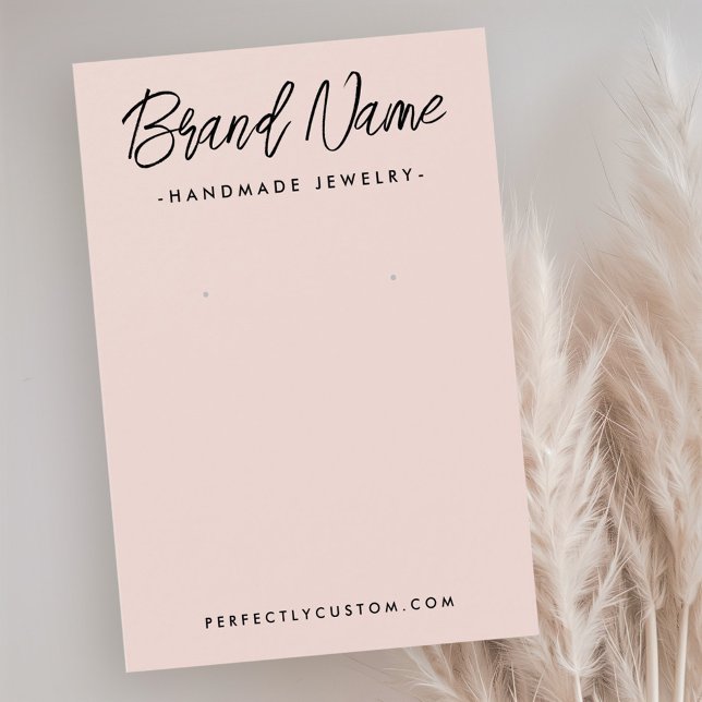 Carte d'affichage moderne à oreille rose pâle (Modern light blush pink earring display card)