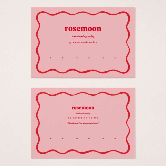 Carte d'affichage moderne à oreille rose rouge gig (Devant & derrière)