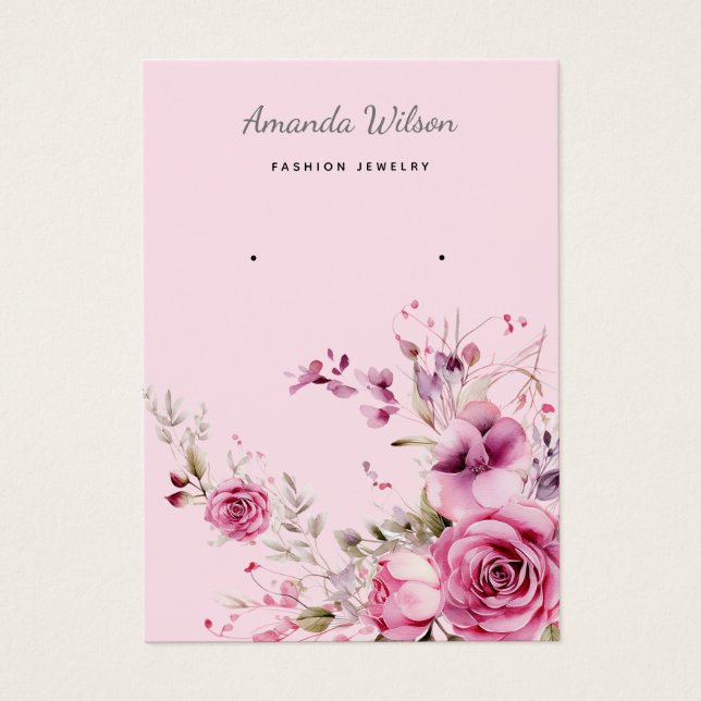 Carte d'affichage moderne Elegant rose floral (Devant)