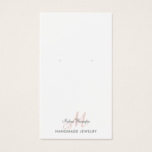 Carte d'affichage Monogramme noir rose à oreille b (Devant)