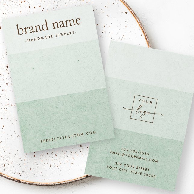Carte d'affichage Ombre vert pâle (Ombre light green texture earring display card)