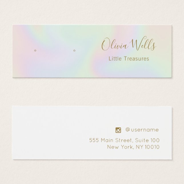 Carte d'affichage Pastel Holographic Stud oreille (Devant & derrière)