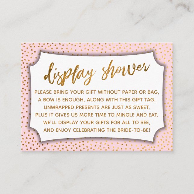 Carte d'affichage Pastel Pink & Gold Confetti (Devant)