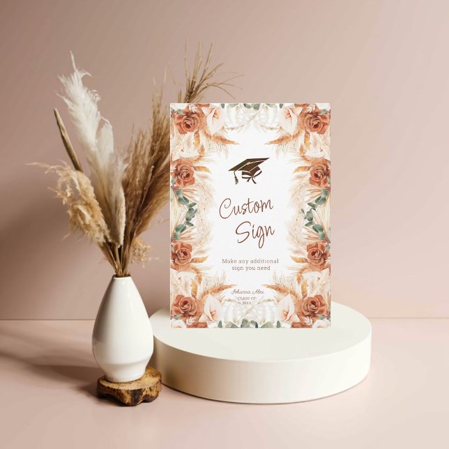 Carte d'affichage personnalisée Floral Boho Gradua (Créateur téléchargé)