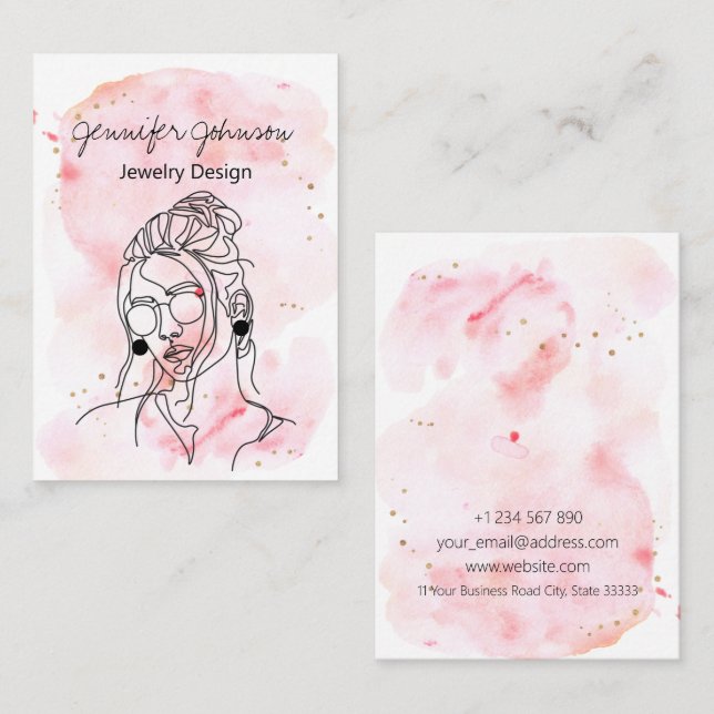 Carte d'affichage Portrait d'aquarelle (Devant / Derrière)