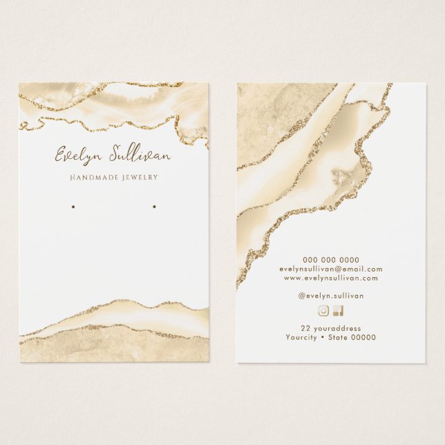 carte d'affichage pour bijoux à agate de pêche dél (Devant & derrière)