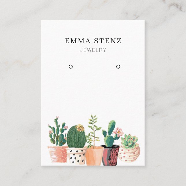 Carte d'affichage pour bijoux à oreilles ・ Cactus  (Devant)