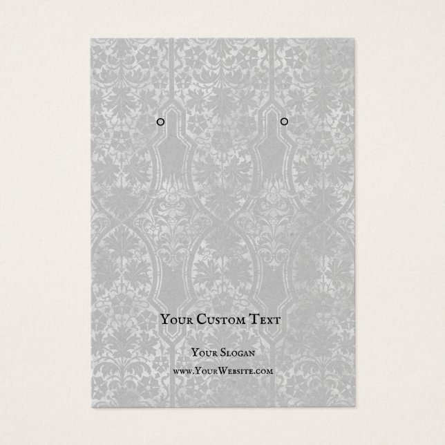 Carte d'affichage pour bijoux, Damas gris rustique (Devant)