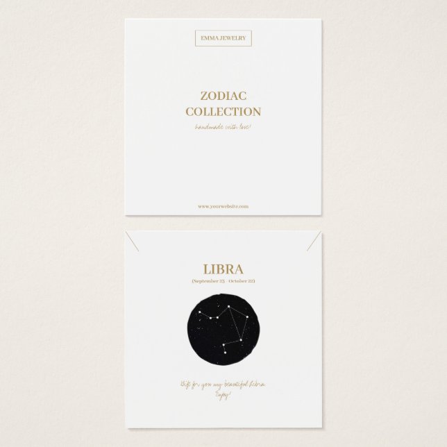 Carte d'affichage pour bijoux Zodiac Sign Libra (Devant & derrière)