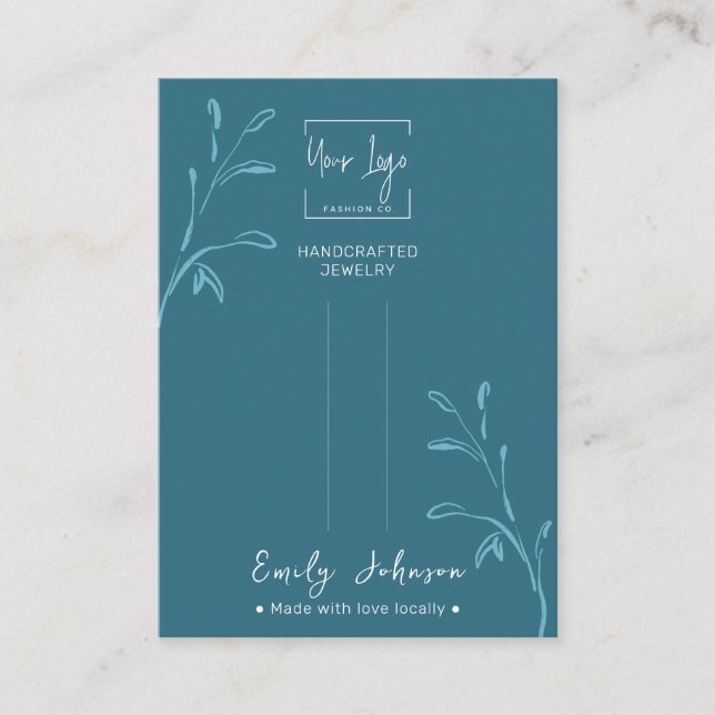 Carte d'affichage pour jupons QR à feuilles Turquo (Devant)