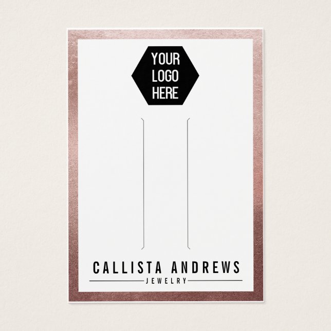 Carte d'affichage rose Gold White Border Logo (Devant)