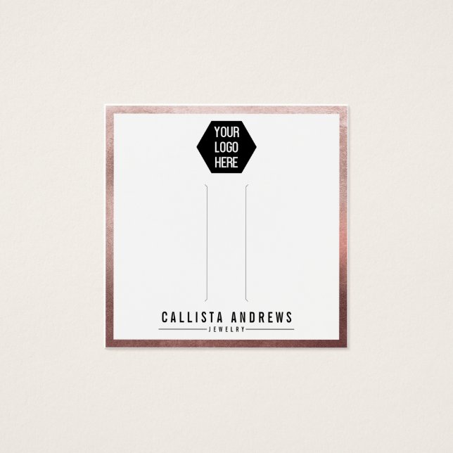 Carte d'affichage rose Gold White Border Logo (Devant)