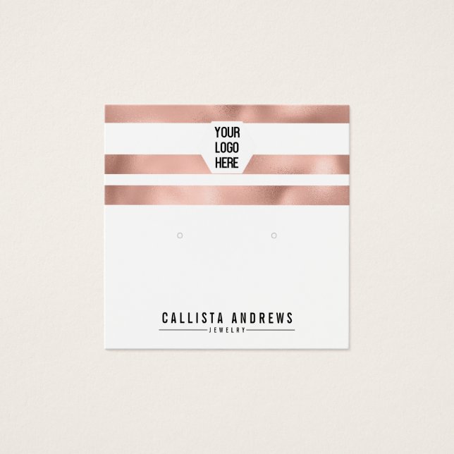Carte d'affichage rose Gold White Stripes (Devant)