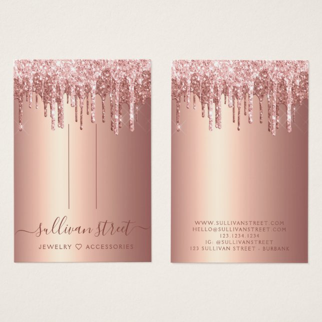 Carte d'affichage rose Parties scintillant or pour (Devant & derrière)