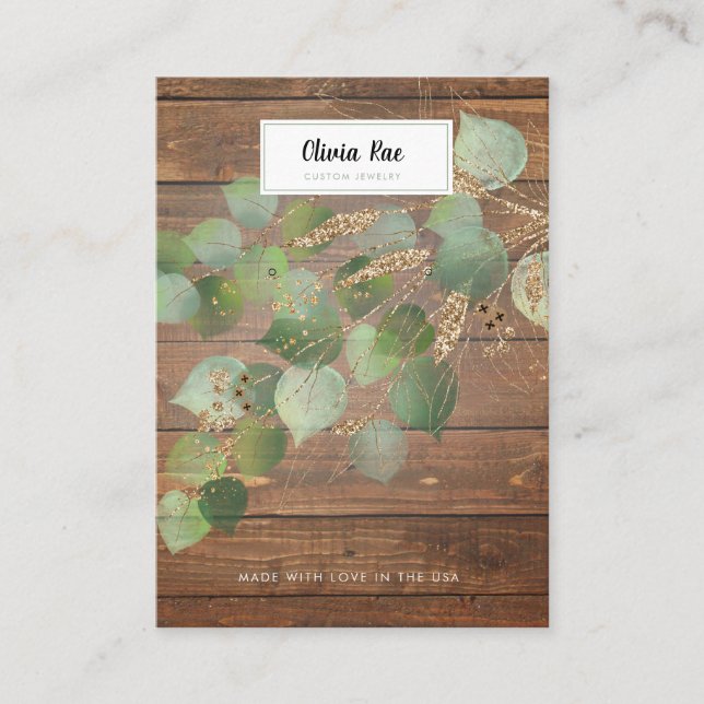 Carte d'affichage Rustic Greenery Gold Leaf (Devant)
