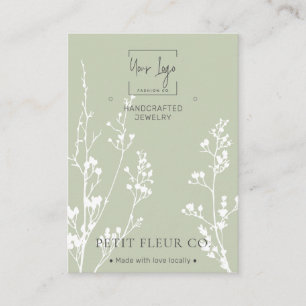 Carte d'affichage Sage Green Fleur sauvage QR Jewe