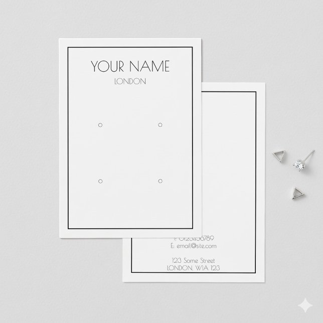 Carte d'affichage simple à oreille avec bordure mi (Simple earring display card with thin border.)