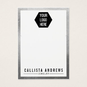 Carte d'affichage simple couleur logo blanc argent