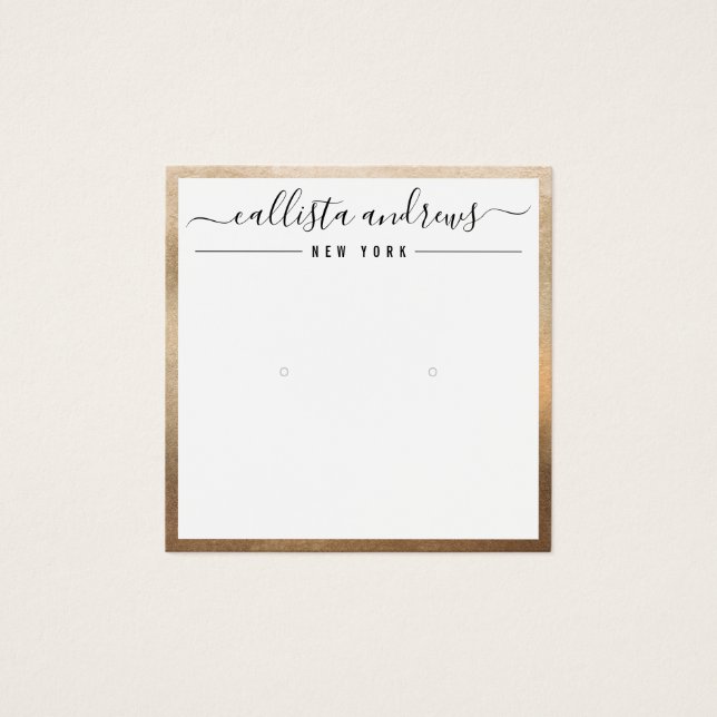Carte d'affichage simple or blanc Cursive oreille (Devant)