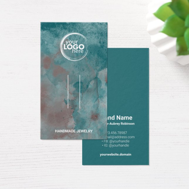 Carte d'affichage turquoise Brown Watercolor Clip (Bureau)
