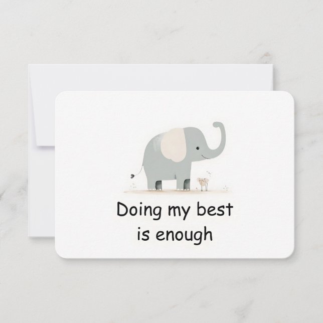 Carte d'affirmation animale douce Elephant Woodlan (Devant)