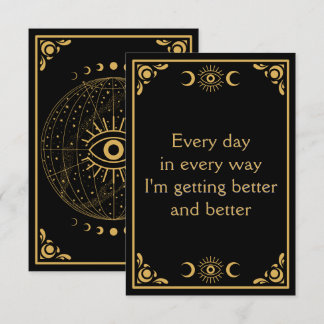 Carte d'affirmation aux yeux noirs célestes dorés