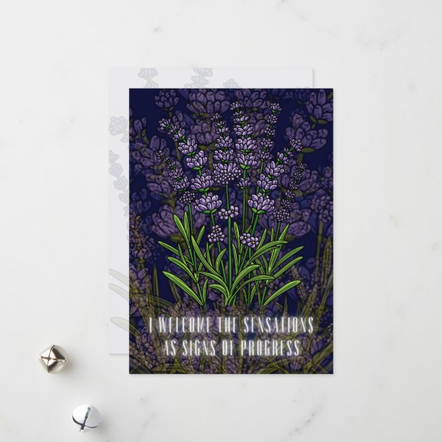 Carte d'affirmation de naissance avec fleurs (Devant/Arrière en situation)