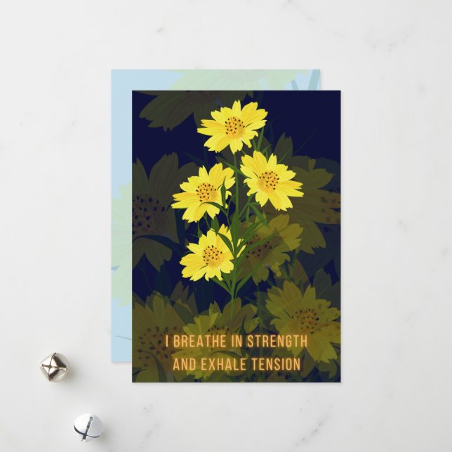 Carte d'Affirmation Enfance avec fleurs (Devant/Arrière en situation)