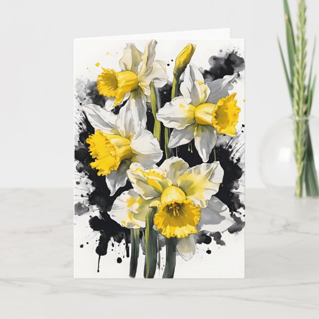 Carte Daffodil - Watercolor flowers (Devant)