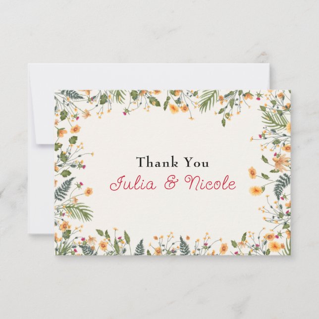 Carte Daffodiles botaniques Daisy Peony Flowers Mariage (Devant)