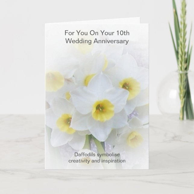 Carte Daffodils 10e anniversaire de Mariage personnalisé (Devant)