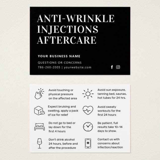 Carte d'Aftercare moderne anti-Wrinkle (Devant & derrière)