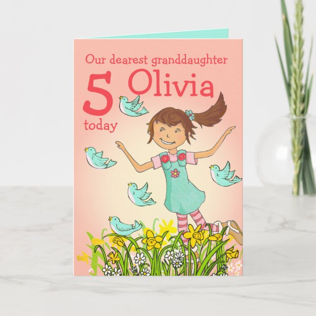 Carte d'âge de la petite-fille "Spring's in the ai (Devant)